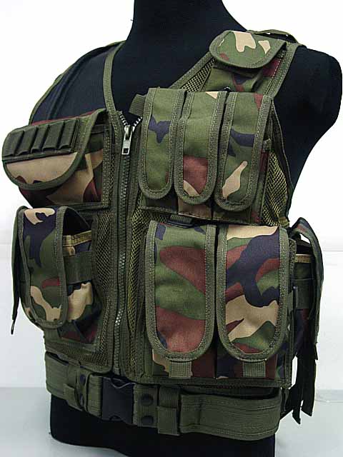Tactical Combat Patrol Assault Vest Adjustable Airsoft Vegetato Woodland Camo 