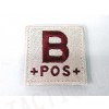 B POS Blood Type Identification Velcro Patch Tan