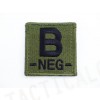 B NEG Blood Type Identification Velcro Patch Olive Drab OD