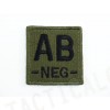 AB NEG Blood Type Identification Velcro Patch Olive Drab OD