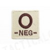 O NEG Blood Type Identification Velcro Patch Tan