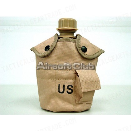 1Qt Canteen Water Bottle w/Pouch & Cup Desert Tan