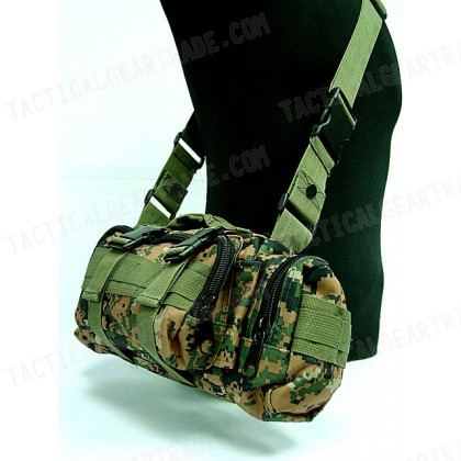 Molle Utility Shoulder Waist Pouch Bag Digital Camo Woodland