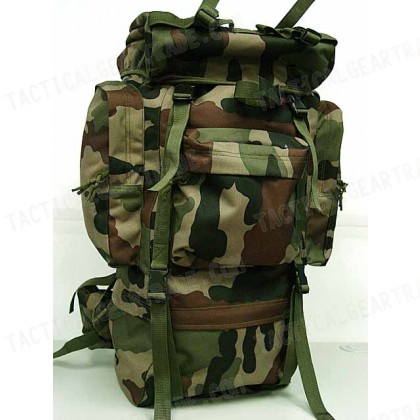 65L Combat Rucksack Camping Backpack Camo Woodland