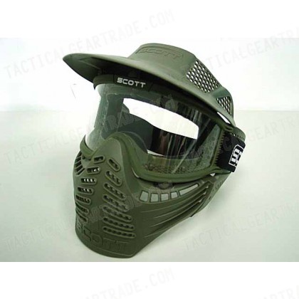 Full Face Airsoft Paintball Goggle Clear Lens Mask OD