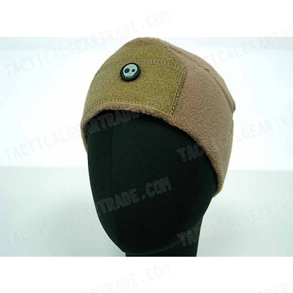 Fleece Velcro Attachment Watch Cap Hat Coyote Brown