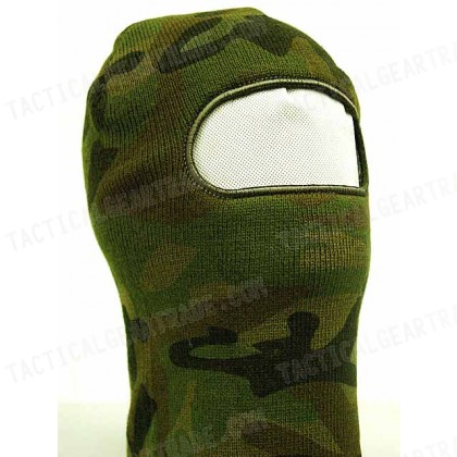 SWAT Balaclava Hood 1 Hole Head Face Knit Mask Camo Woodland
