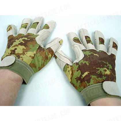 Full Finger Light Weight Duty Gloves Italian Vegetato Camo