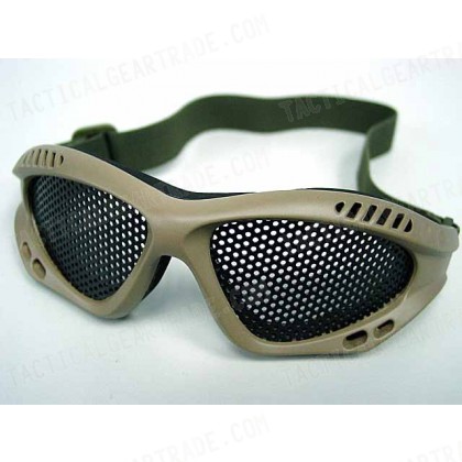 Airsoft Paintball No Fog Metal Mesh Goggle Glasses Tan