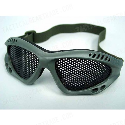 Airsoft Paintball No Fog Metal Mesh Goggle Glasses OD