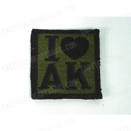 I Love AK AEG Military Velcro Patch OD