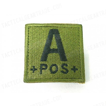 A POS Blood Type Identification Velcro Patch Olive Drab OD