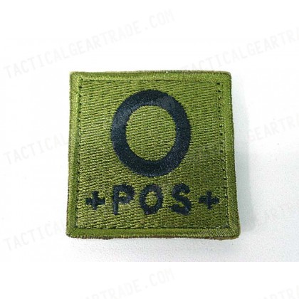 O POS Blood Type Identification Velcro Patch Olive Drab OD