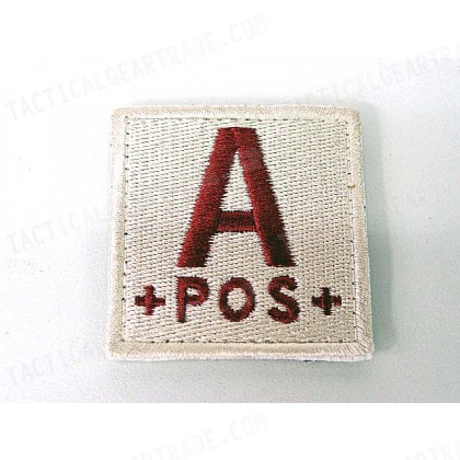 A POS Blood Type Identification Velcro Patch Tan