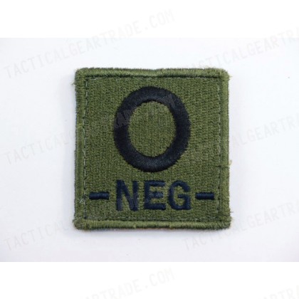 O NEG Blood Type Identification Velcro Patch Olive Drab OD