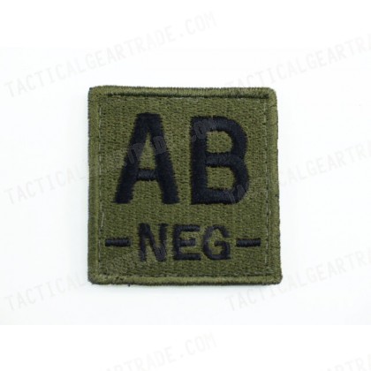 AB NEG Blood Type Identification Velcro Patch Olive Drab OD