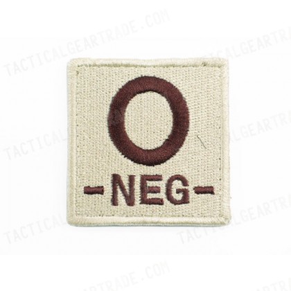 O NEG Blood Type Identification Velcro Patch Tan