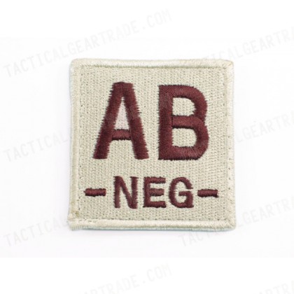 AB NEG Blood Type Identification Velcro Patch Tan