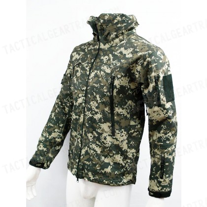 Stealth Hoodie Shark Skin Soft Shell Waterproof Jacket ACU Camo