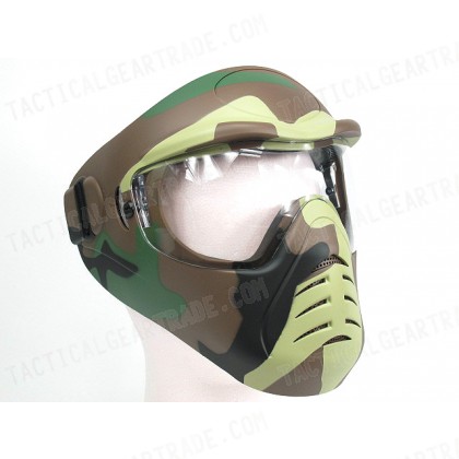 APS Heavy Duty Face Mask with Anti-Fog Lens Camo Woodland