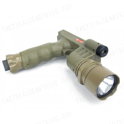 Tactical LED Weapon Light Foregrip Flashlight with Red Laser DE