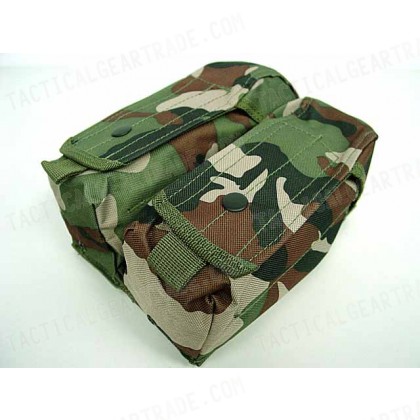 Airsoft Molle Double AK Magazine Pouch Camo Woodland