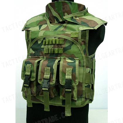 Airsoft Paintball Tactical Combat Assault Vest Camo Woodland