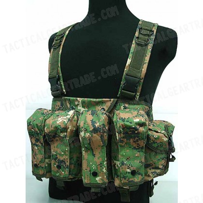 AK Magazine Chest Rig Carry Vest Digital Camo Woodland