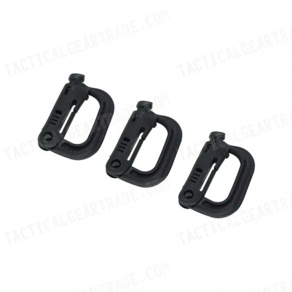 Grimloc D-Ring Locking Molle Carabiner 3pcs Pack Black