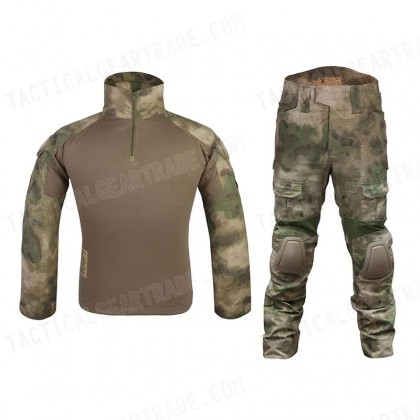 EMERSON Combat Shirt & Pants A-TACS Camo FG w/ Elbow & Knee Pads