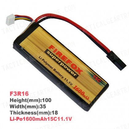 Firefox 11.1V 1600mAh LiPo Li-Po Li-Polymer Stick Battery 15C F3R16