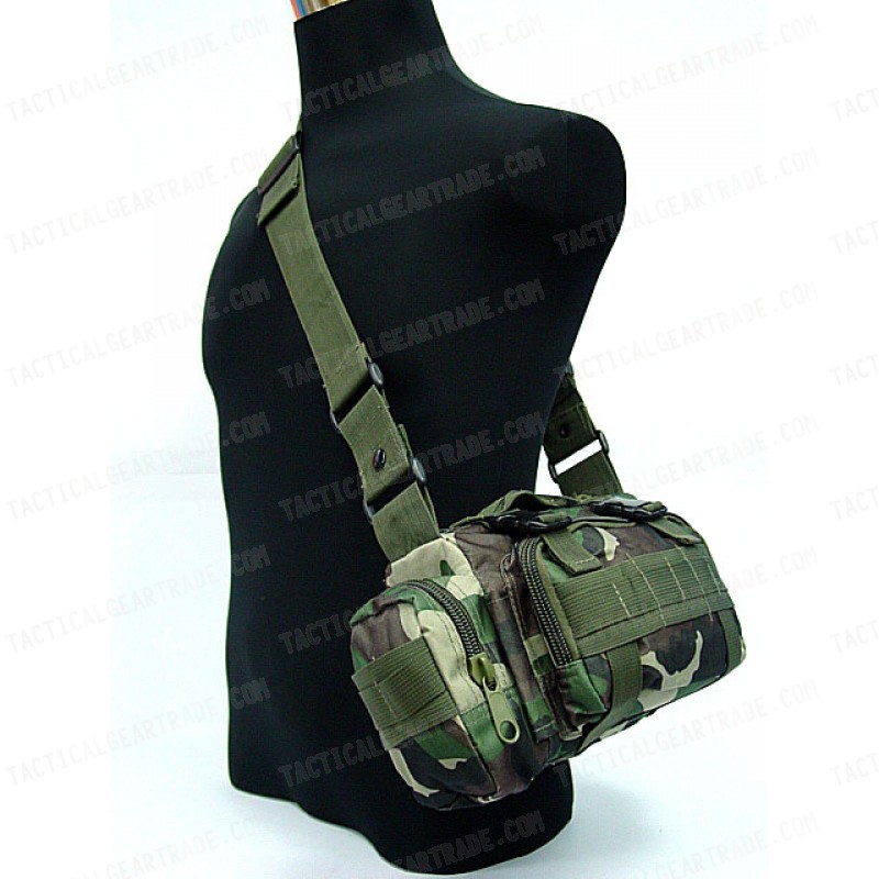 Molle Utility Shoulder Waist Pouch Bag Camo Woodland