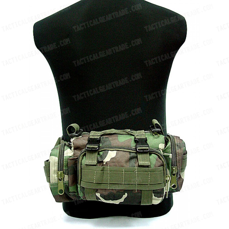 Molle Utility Shoulder Waist Pouch Bag Camo Woodland