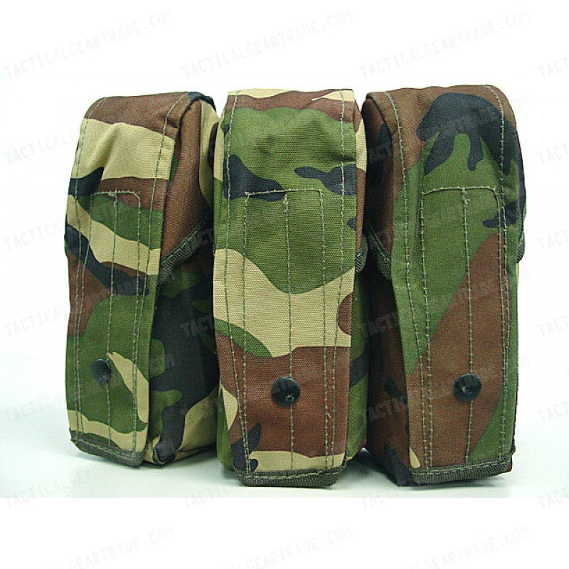 Airsoft Molle Triple AK Magazine Pouch Camo Woodland