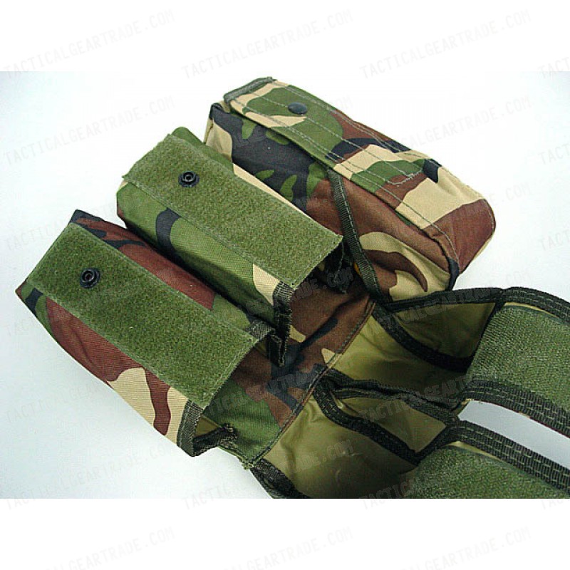 Airsoft Molle Triple AK Magazine Pouch Camo Woodland