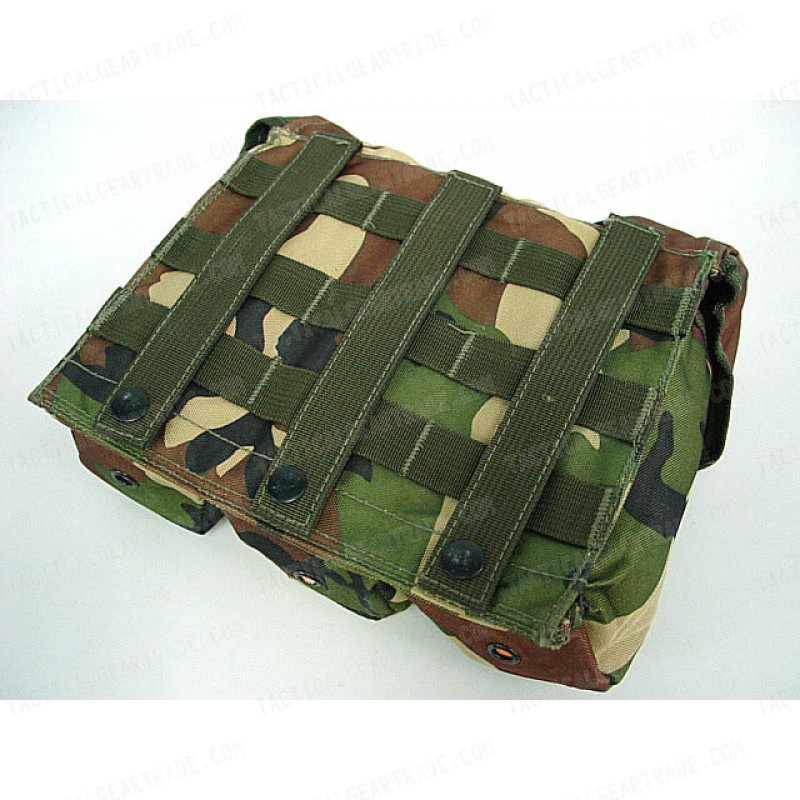 Airsoft Molle Triple AK Magazine Pouch Camo Woodland