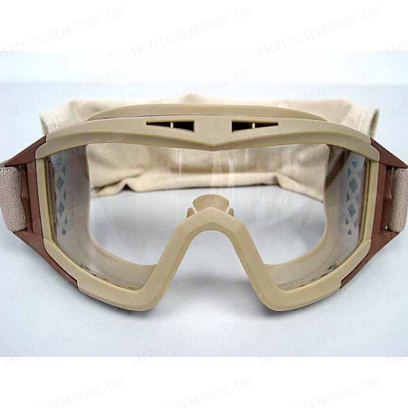 Airsoft Tactical Desert Goggle Glasses with 3 Lens Tan