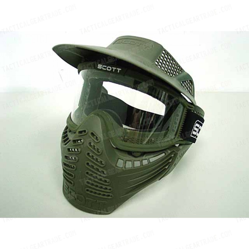 Full Face Airsoft Paintball Goggle Clear Lens Mask OD