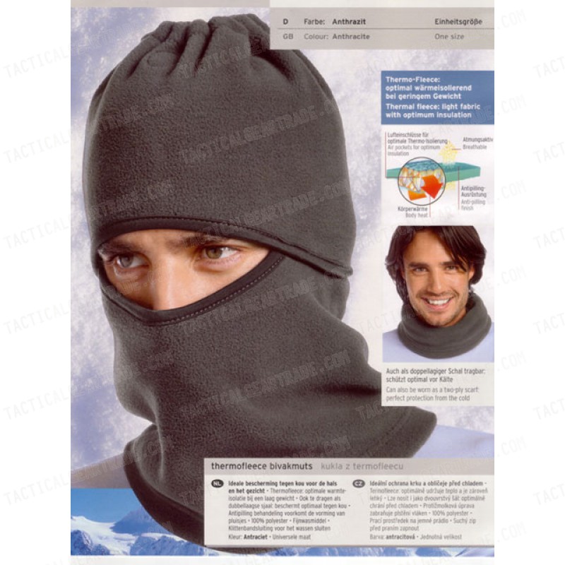 Balaclava Hood 1 Hole Head Face Warmskin Mask & Scarf Gray