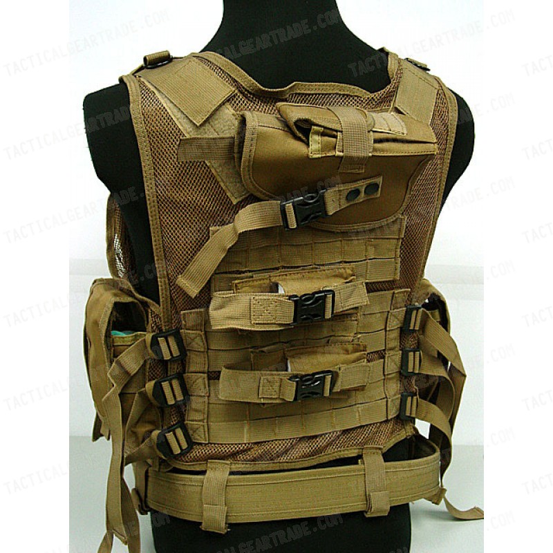 Deluxe Airsoft Tactical Combat Mesh Vest Coyote Brown