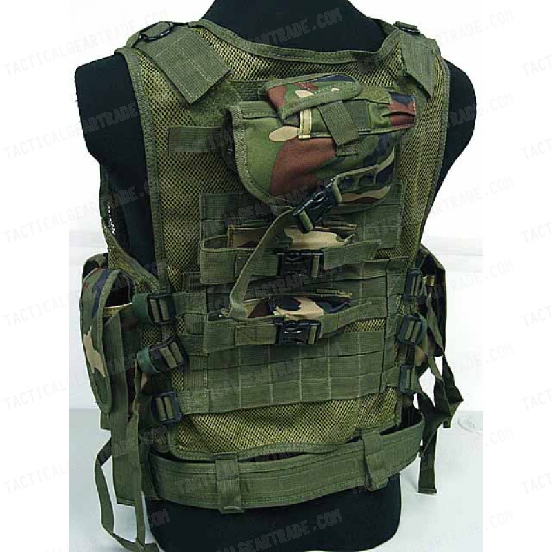 Deluxe Airsoft Tactical Combat Mesh Vest Camo Woodland