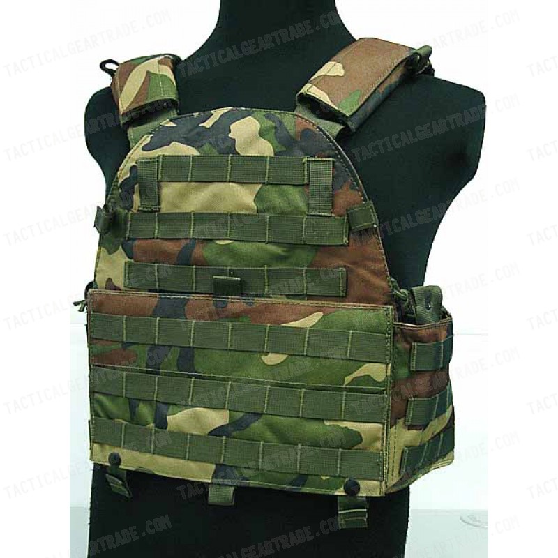 Tactical Molle Recon Plate Carrier Vest Camo Woodland