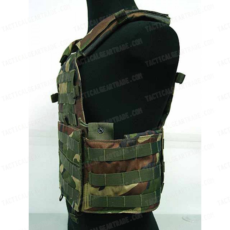 Tactical Molle Recon Plate Carrier Vest Camo Woodland