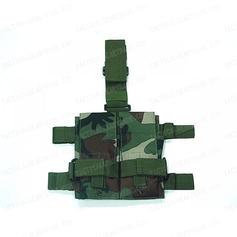 Double Magazine Drop Leg Pouch Camo Woodland