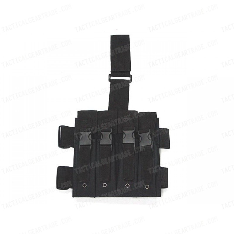 Quadruple MP5 Magazine Drop Leg Pouch Black