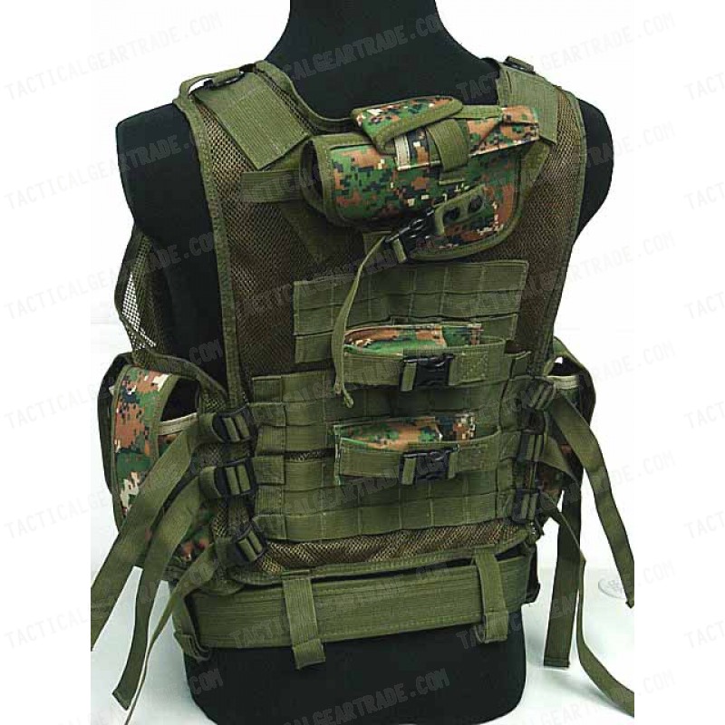 Deluxe Airsoft Tactical Combat Mesh Vest Digital Camo Woodland