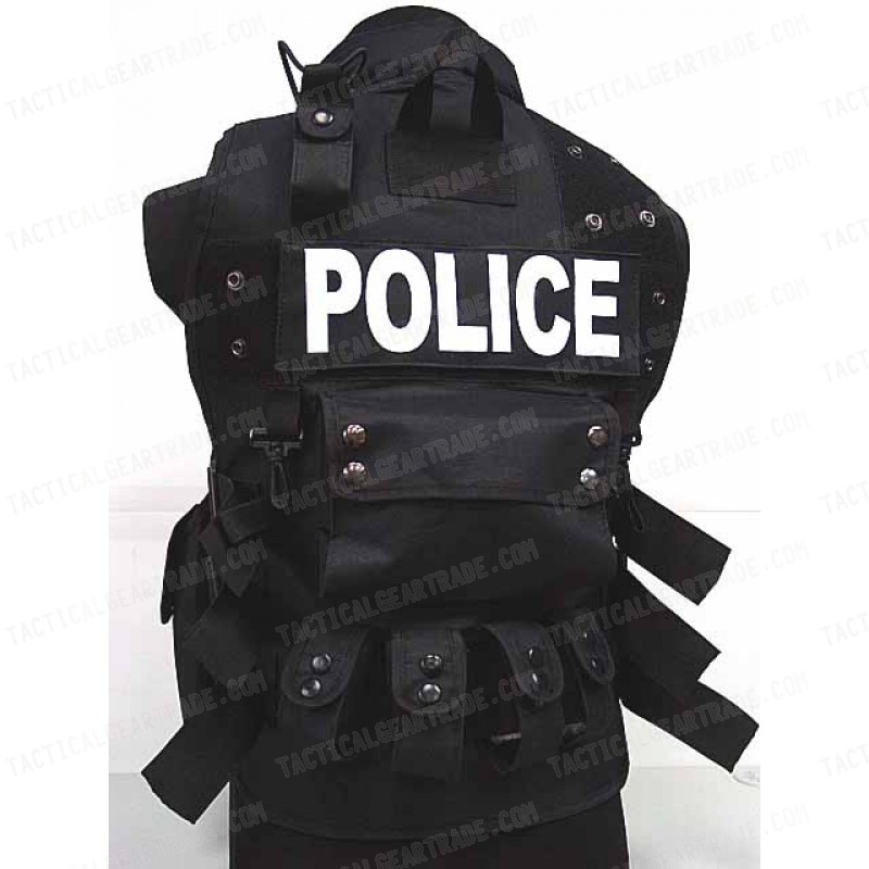 Police Milspec Combat Tactical Assault Vest Holster BK