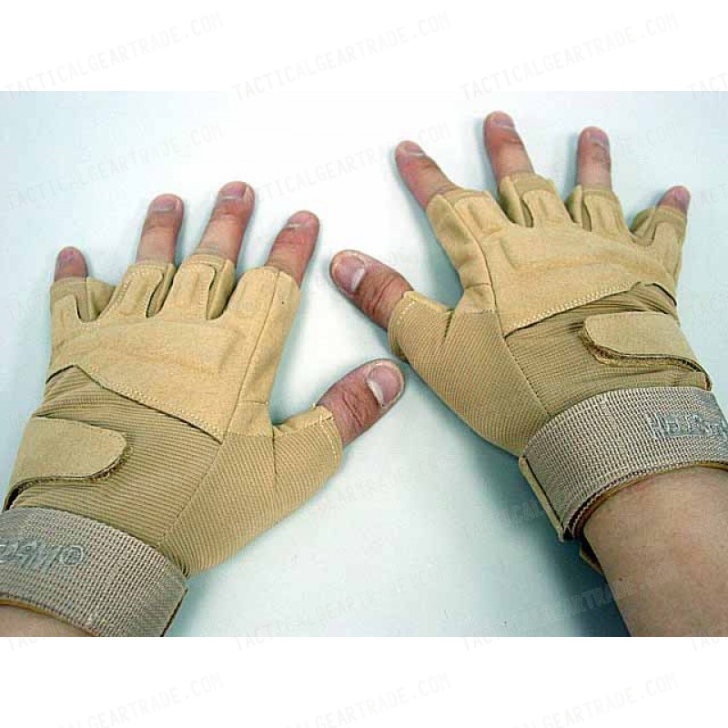 Special Operation Tactical Half Finger Assault Gloves Tan