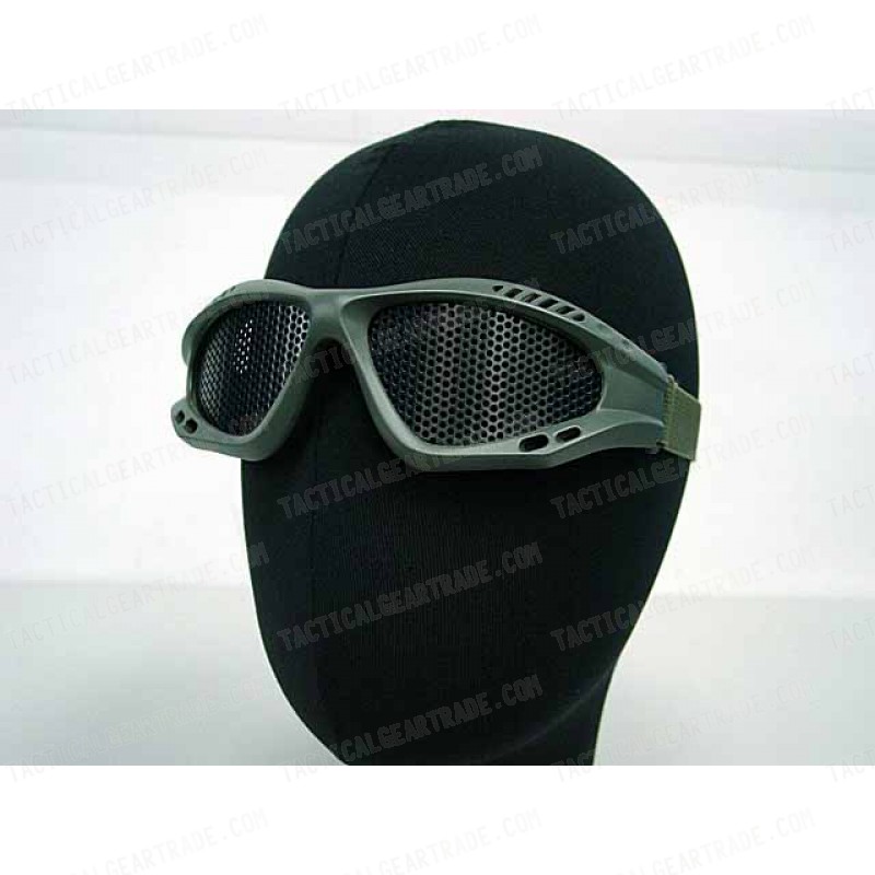 Airsoft Paintball No Fog Metal Mesh Goggle Glasses OD