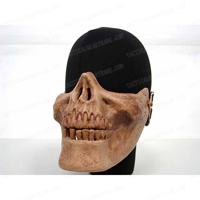 Airsoft Skull Skeleton Half Face Protector Mask Brown